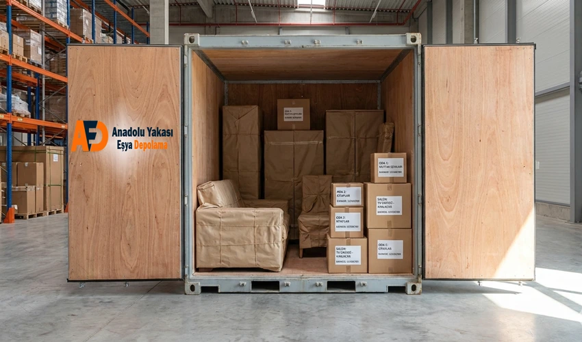 Düzenli ve temiz konteyner içi yerleşim Konteyner deposu kiralama